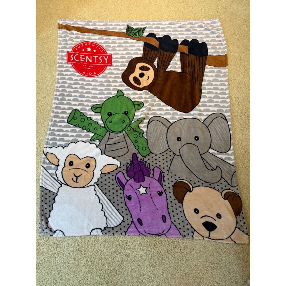 Scentsy Kid Animal Buddy Fleece Throw Blanket Sloth Unicorn Elephant 49x64 soft